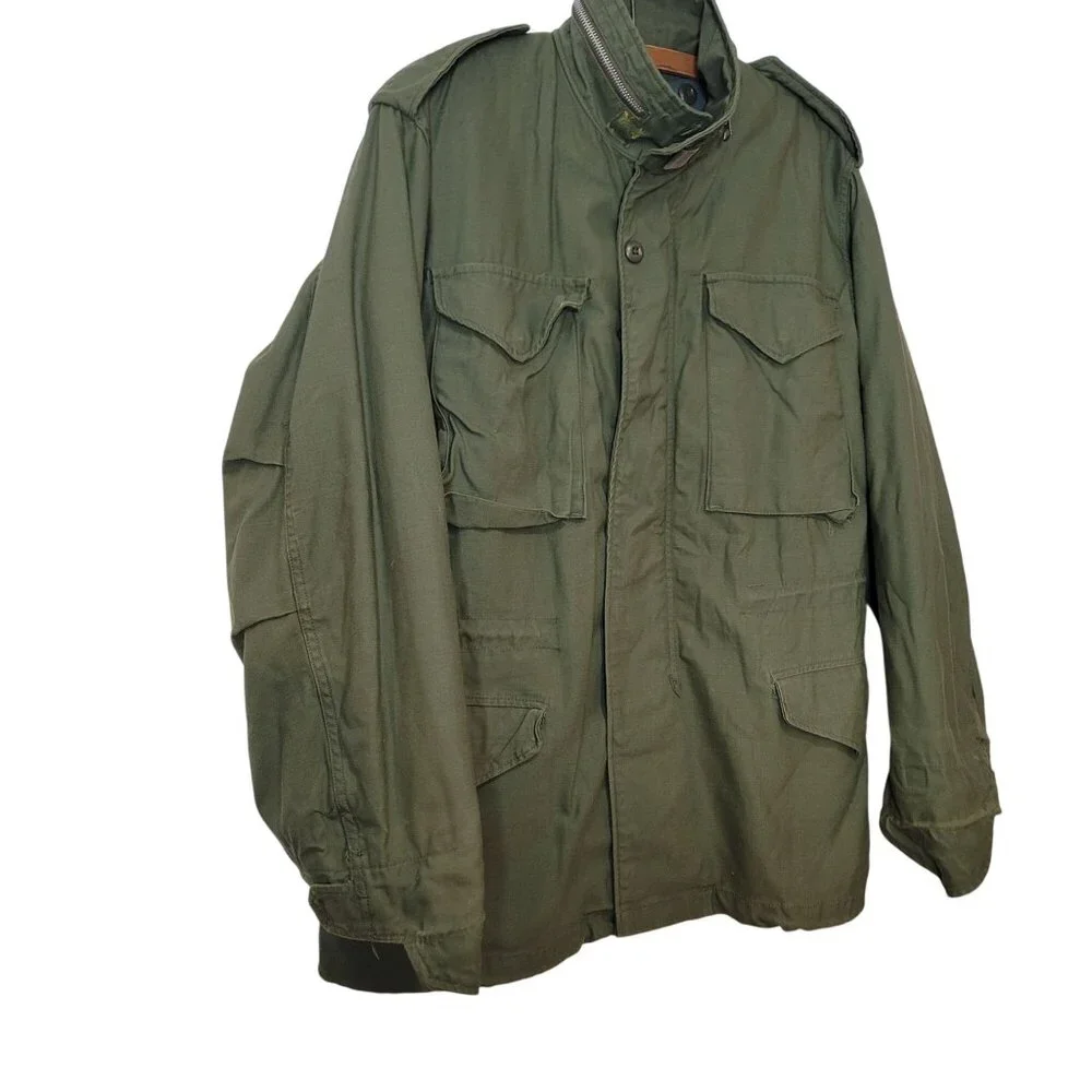 Vintage Alpha Industries M65 Mens Field Jacket Olive Green Cold Weather Coat - Picture 3 of 14